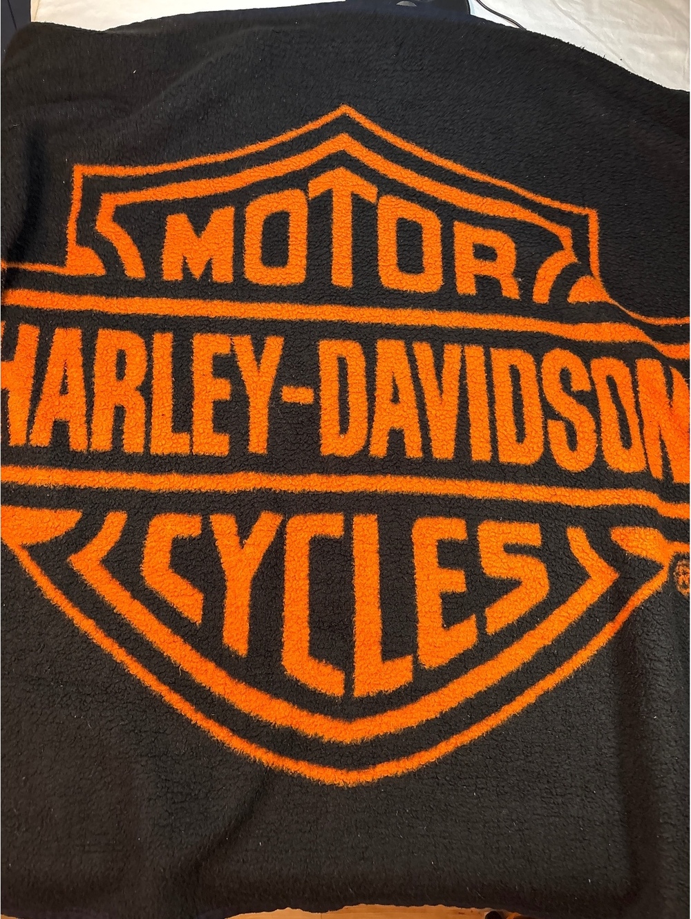 Vintage 2002 Harley Davidson Fleece Throw Blanket 46x53 Black Orange